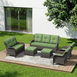 6 Piece Outdoor Wicker Patio Furniture Set, Patio Chairs Set with Thickened Olefin Cushions, High Back and Deep Seating - Photo 1