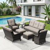 7 Piece Outdoor Wicker Patio Furniture Set, Outdoor Swivel Rocker Patio Chairs Set with Thickened Olefin Cushions - Photo 9