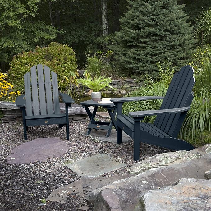 highwood Classic Westport Adirondack Chairs with Side Table, Federal Blue