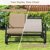 Tangkula Patio Glider Bench, 2-Person Swing Gliding Loveseat with Breathable Fabric Seat & Soft Cushions - Photo 6