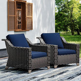 Joyside Wicker Patio Chairs Set of 2, Outdoor Rattan Furniture with Wide Armrest and Thick Cushions - Photo 1