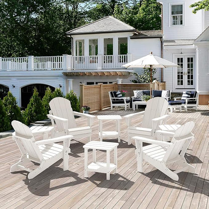 SERWALL Double Adirondack Side Table Set of 4, End Table- White
