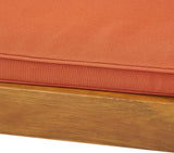 Christopher Knight Home Nadine Outdoor Acacia Wood Chaise Lounge and Cushion Set, Teak and Rust Orange - Photo 7