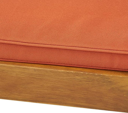 Christopher Knight Home Nadine Outdoor Acacia Wood Chaise Lounge and Cushion Set, Teak and Rust Orange