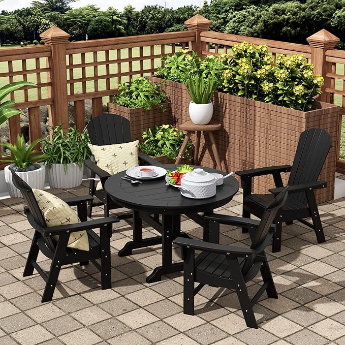 WO WESTIN OUTDOOR HDPE Altura Adirondack Dining Chair,Black