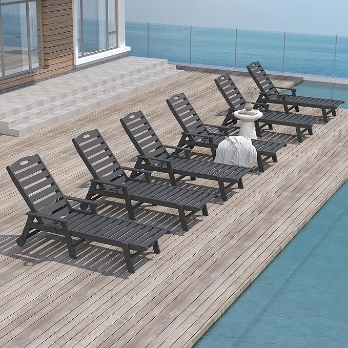 Domi Outdoor Chaise Lounge Chairs Set of 6 - Photo 1