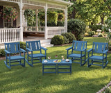 SERWALL HDPE Outdoor Rocking Chairs Set of 6, All Weather 4 Porch Rockers with 2 Side Tables - Photo 1
