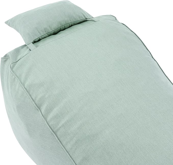 Merax Outdoor Bean Bag Chairs with Headrest, 71" L Large Lounger Chair for Adults Bean Bag Bed with Foam Filled for Patio Pool Balcony & Desk, Beige Fabric Outside Beanbag Chair, Mint