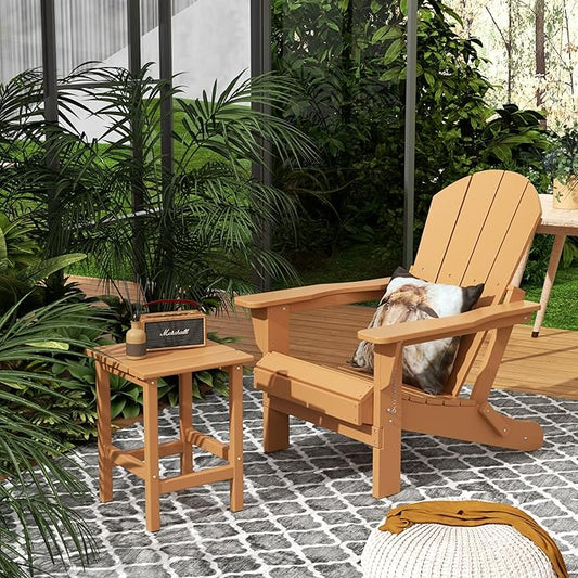 Costaelm Outdoor Table and Chairs, Small Patio Set Outdoor Seating, All Weather Porch Furniture Set Lounge Chairs for Outside Firepit Garden Lawn, Teak