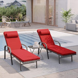 3 Pieces Patio Chaise Lounge Set Outdoor PE Rattan Armrest Lounge Chair Adjustable Backrest Reclining Chair with - Photo 1