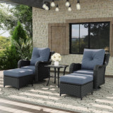 5 Piece Patio Furniture Set, All-Weather Wicker Outdoor Conversation Set with Swivel Rocking Chair and 6 Inch Thick - Photo 1