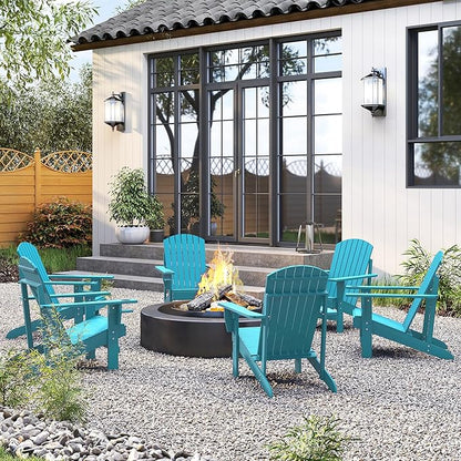 Outsunny Wooden Adirondack Chair, Outdoor Patio Lawn Chair with Cup Holder, Weather Resistant Lawn Furniture, Classic Lounge for Deck, Garden, Backyard, Fire Pit, Sky Blue
