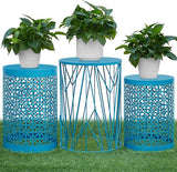 Y&M Set of 3 Blue Round Nesting Tables, Multifunctional Coffee Table End Table, Side Table for Indoor - Photo 1
