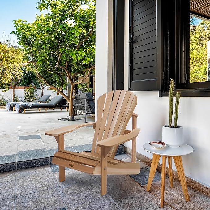 All Things Cedar Patio Chair, Athena Adirondack Outdoor Seat with Wide Arm Rest