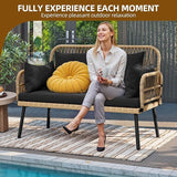 DWVO Outdoor Loveseat, Patio Wicker Furniture Set with Cushion & Adjustable Feet, Patio Couch for Garden, Balcony - Photo 5