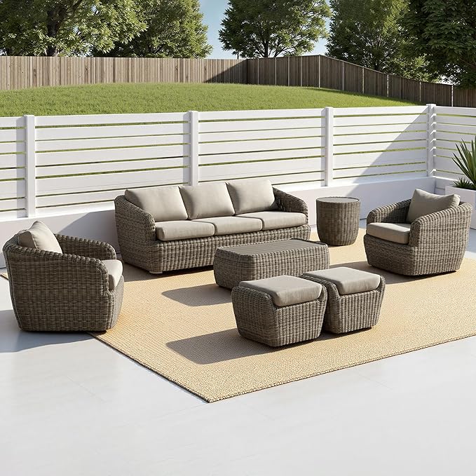 CHITA 8 Pieces Patio Wicker Furniture Set, Outdoor Rattan Bistro Set with Removable Thickened Cushions, Fully Assembled - Photo 7