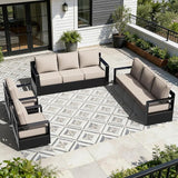 Outdoor Aluminum Furniture Set, 4-Piece Patio Conversation Set, 2 Swivel Chairs and 2 Sofa, All-Weather Metal Frame - Photo 1