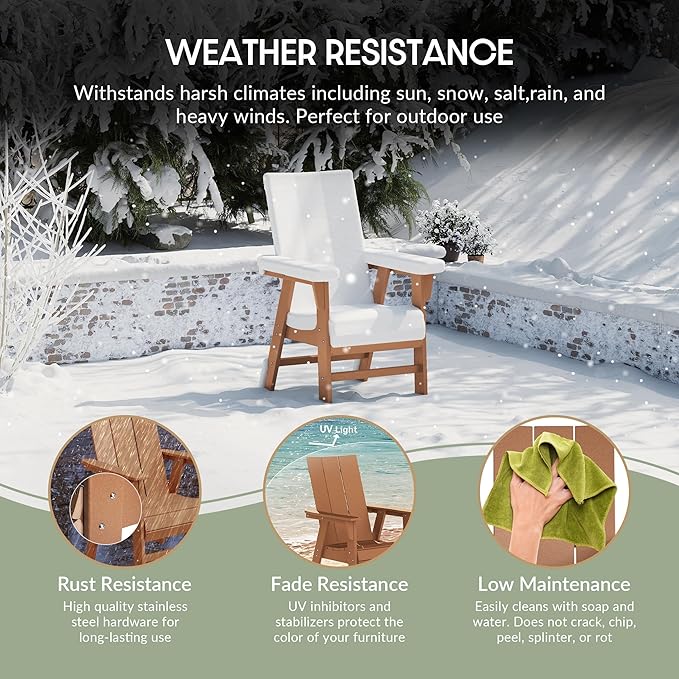 WestinTrends Ashore Outdoor Patio HDPE Plastic Modern Adirondack Dining Chair Teak