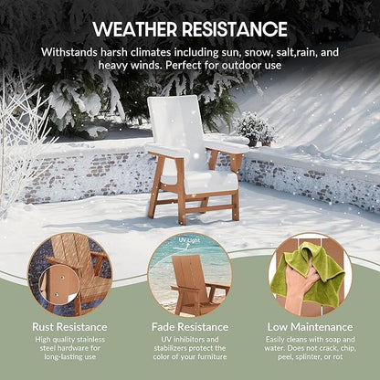 WestinTrends Ashore Outdoor Patio HDPE Plastic Modern Adirondack Dining Chair Teak