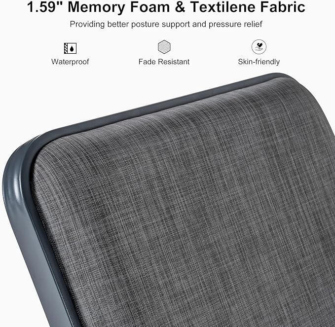 PURPLE LEAF Patio Chaise Lounge Outdoor with Cushion Aluminum Tanning Chair 1 Piece Lounge Adjustable Reclining Dark Grey