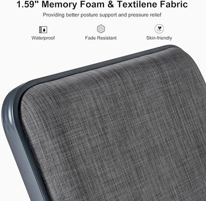 PURPLE LEAF Patio Chaise Lounge Outdoor with Cushion Aluminum Tanning Chair 1 Piece Lounge Adjustable Reclining Dark Grey