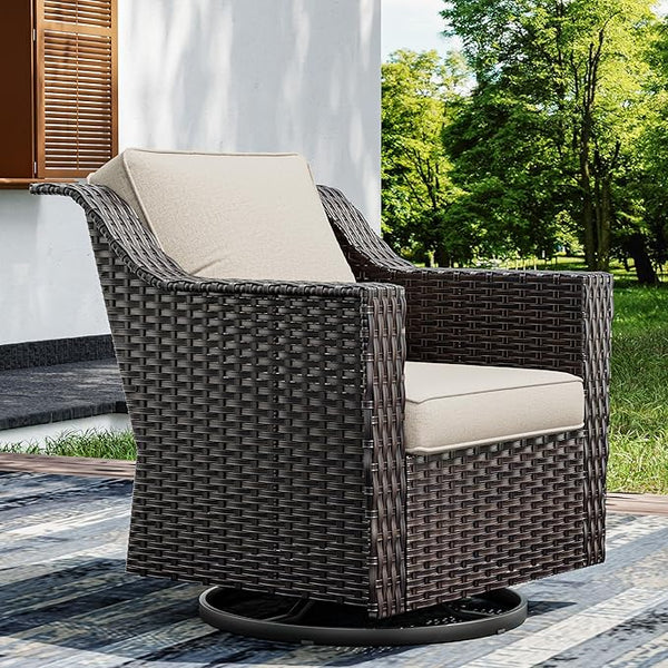 Joyside Outdoor Swivel Chair, Patio Swivel Chairs with Wide Armrest and Thick Cushions, Upgraded Large Size for Backyard - Photo 1
