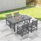 HDPE Patio Dining Set, 5-Piece Outdoor Table and Chairs with Umbrella Hole, Modern Outdoor Dining Set for 4 - Photo 9