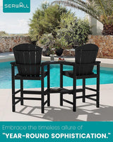 SERWALL Tall Adirondack Chairs Set of 4 with Double Layer Connecting Tray, HDPE Bar Height Outdoor Chairs - Photo 6
