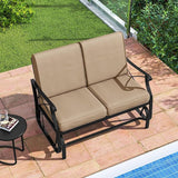 Tangkula Patio Glider Bench, 2-Person Swing Gliding Loveseat with Breathable Fabric Seat & Soft Cushions - Photo 4