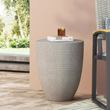 Outdoor Side Table Concrete End Table Faux Stone Small Coffee Tables Patio Garden Stool Plant Stand for Porch - Photo 3