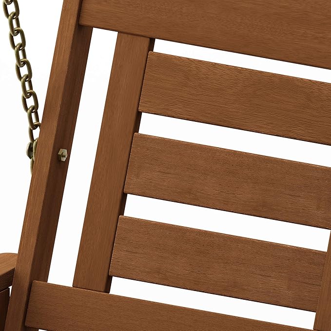 Furinno Tioman Hardwood Patio / Garden / Outdoor Large Porch Swing, 3 Seater with Hanging Frame, Natural - Photo 5