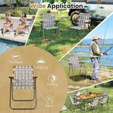 GYMAX Lawn Chair Folding, Webbed Beach Lounge Chairs Set with Highback - Photo 3