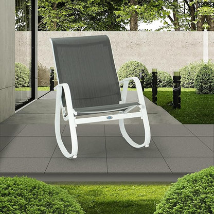 Kozyard Outdoor Patio Rocking Sling Chair, Powder Coated Aluminum Frame, Weather Resistant and Breathable Mesh Fabric for Patio, Porch, Yard, Garden (Grey, Chair)