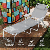 Outsunny Folding Lounge Chair, Portable Outdoor Chaise Lounge, Sun Tanning Chair with 4-Position Reclining Back - Photo 4