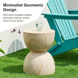 Glitzhome Outdoor Side Table Set of 2, 17.75" H Decorative Garden Stool MGO Hourglass Faux Terrazzo End Table - Photo 5