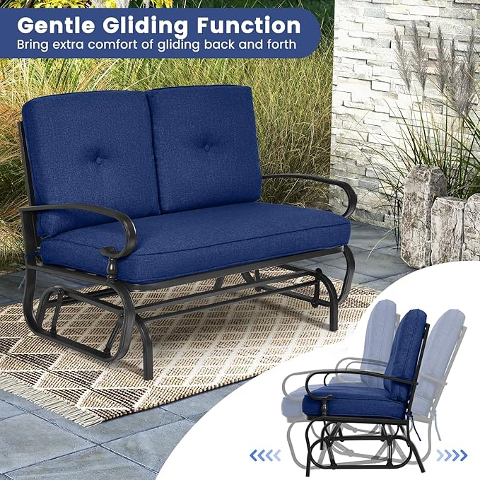 Tangkula Outdoor Swing Glider Chair, Patio Glider Bench for 2 Persons - Photo 3