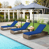 Tangkula Outdoor Chaise Lounge Chair Set of 2, 7-Position PE Wicker Patio Reclining Sun Lounger with Adjustable Backrest - Photo 4