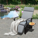Domi Adjustable Patio Recliner Chair Metal Outdoor Lounge Chair with Flip Table Push Back, Adjustable Angle - Photo 1