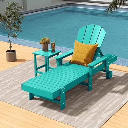 Costaelm Square Outdoor Side Tables, Adirondack Patio Tables for Outside, HDPE Patio End Table Weather Resistant, Balcony Table for Pool, Seaside, Backyard, Porch, Indoor Companion, Turquoise