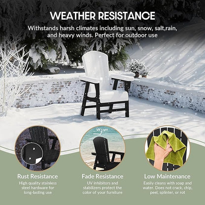 WestinTrends Dylan Outdoor Patio Shell-Back Adirondack Dining Chair Weather Resistant Black