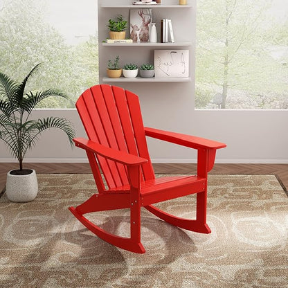 WO WESTIN OUTDOOR HDPE Altura Outdoor Rocking Poly Adirondack Chair, Red