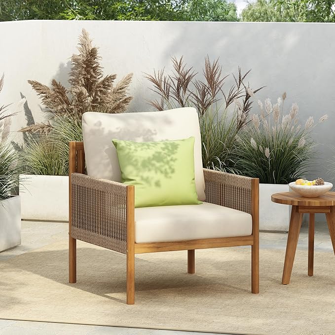 Christopher Knight Home Barris Lounge Chair Outdoor, Patio Accent Chair, Comfy Reading Single Sofa - Photo 3