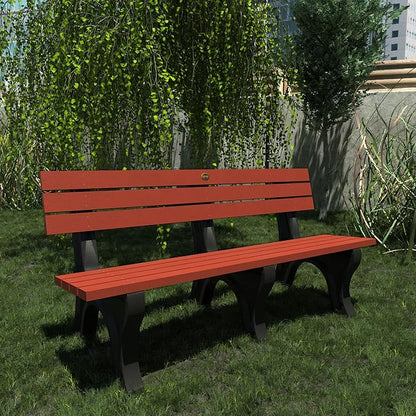 Sequoia Professional Aurora Park Bench, 6 ft, Rustic Red