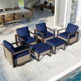 Outdoor Patio Furniture Set, 6 Piece Wicker Patio Conversation with Deep Seating, Thicken Cushions - Photo 1