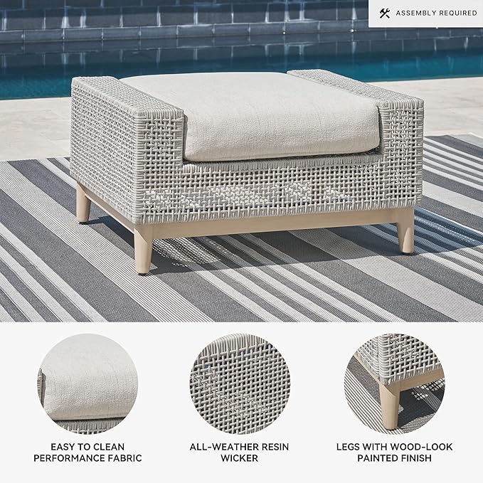 Signature Design by Ashley Seton Creek Casual Nuvella Weather Resistant Fabric Outdoor Ottoman with Cushion - Photo 4