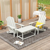 WO Home Furniture Adirondack Chairs Table Set of 3 PCS Outdoor Folding Chairs Coffee Table Weather/UV Resistant for Lawn - Photo 2