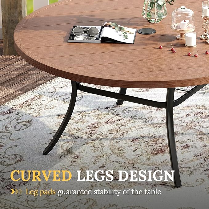 VICLLAX 60" Outdoor Round Patio Table for Lawn Garden - Photo 5