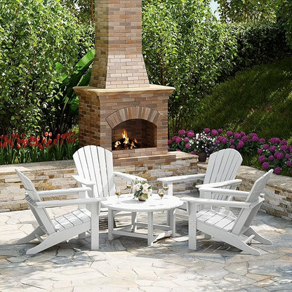 Costaelm Patio Conversation Table, Tatio Accent Tables, HDPE Outdoor Weather Resistant, Round Outdoor Porch Balcony Patio Drink Table for Outside, Pool, Backyard, White