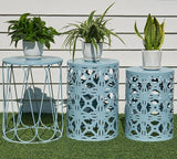 HFHOME Set of 3 Metal Outdoor Side Table, Nesting Round Coffee Table for Indoor Outdoor - Photo 1