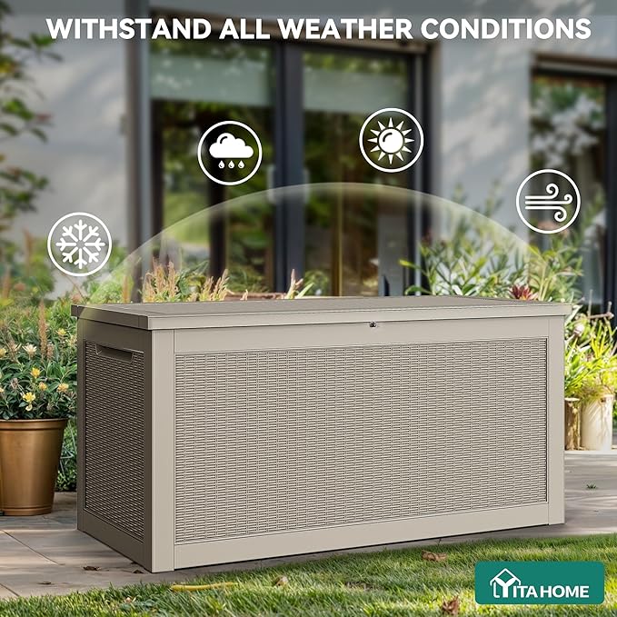 YITAHOME 260 Gallon Outdoor Storage Box, Large Water Resistant Resin Deck Box - Photo 4